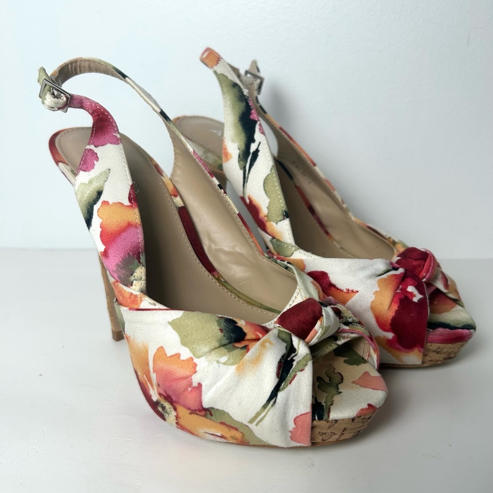 Aldo Floral Peep Toe Sling Back Heel